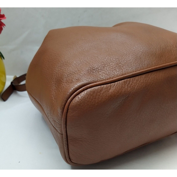 Michael Kors Frankie Brown Pebbled Leather Drawstring Convertible Shoulder Bag - Picture 13 of 16